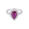 18ct White Gold 2.50ct Pear Sapphire Ruby and Diamond Cluster Ring