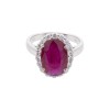 18ct White Gold 2.02ct Oval Cut Ruby and 0.36ct Diamond Cluster Ring