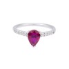 18ct White Gold 1.25ct Pear Shape Ruby and 0.15ct Diamond Cluster Ring