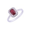 18ct White Gold Octogonal Ruby 1.52ct Diamond Halo Ring
