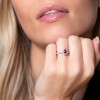 18ct White Gold Pear Cut 0.38ct Ruby and 0.37ct Diamond Halo Ring