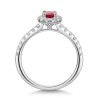 18ct White Gold Oval Cut 0.34ct Ruby and 0.49ct Diamond Halo Ring