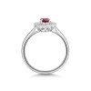 18ct White Gold 0.50ct Oval Cut Ruby & Mixed Cut Diamond Halo Ring