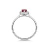 18ct White Gold Pear Shape 0.40ct Ruby Solitaire Ring with Traditional Diamond Halo