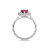 18ct White Gold Pear Shape 1.33ct Ruby Solitaire Ring with Traditional Diamond Halo