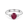 18ct White Gold Oval Cut Ruby and Diamond 2.00ct Three Stone Ring