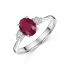18ct White Gold Oval Cut Ruby and Diamond 2.00ct Three Stone Ring