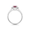 18ct White Gold Oval Cut 1.40ct Ruby Solitaire Ring with Diamond Set Halo and Shoulders