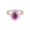 18ct Yellow Gold Oval Cut Ruby and Brilliant Cut Diamond 2.30ct Cluster Ring
