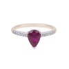 18ct Yelllow Gold 1.06ct Pear Shape Ruby and 0.15ct Diamond Cluster Ring