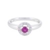 9ct White Gold 0.31ct Round Brilliant Ruby and 0.08ct Round Brilliant Diamond Ring