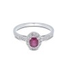 9ct White Gold Oval Cut Ruby and Diamond 0.53ct Halo Ring