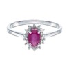 9ct White Gold Oval Cut 0.50ct Ruby and 0.55ct Diamond Cluster Ring