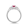 9ct White Gold 0.70ct Emerald Cut Ruby & 0.16ct Diamond Cluster Ring