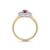 9ct Yellow Gold 0.66ct Oval Cut Ruby and Diamond Illusion Set Cluster Solitaire Ring