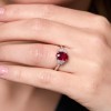 18ct White Gold Oval Cut 1.97ct Ruby and 0.52ct Diamond Three Stone Ring