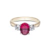 18ct Yellow Gold Oval Cut 1.60ct Ruby and Brilliant Cut 0.46ct Diamond Three Stone Ring