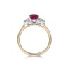 18ct Yellow Gold Oval Cut 1.60ct Ruby and Brilliant Cut 0.46ct Diamond Three Stone Ring