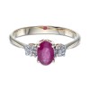 9ct Yellow Gold 0.55ct Oval Ruby and Diamond Three Stone Ring