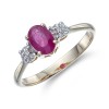 9ct Yellow Gold 0.55ct Oval Ruby and Diamond Three Stone Ring