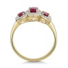 9ct Yellow Gold 0.39ct Oval Ruby & Diamond Halo 3 Stone Ring