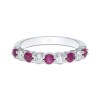 18ct white gold 5x 0.07ct round brilliant cut ruby and 0.32ct diamond eternity ring