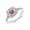 18ct white gold 0.25ct ruby halo ring