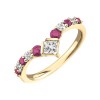 18ct Yellow Gold 0.27ct Diamond and Ruby Wishbone Eternity Ring