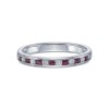9ct White Gold 0.14ct Diamond and 0.14ct Ruby Ring