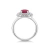 Platinum Round Brilliant 1.28ct Ruby with Diamond 3 Stone Ring 