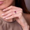 Platinum Round Brilliant 1.28ct Ruby with Diamond 3 Stone Ring 