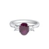 Platinum 1.40ct Oval Cut Ruby Three Stone Ring