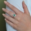 18ct White Gold Oval Cut Emerald and Brilliant Cut Diamond 1.65ct Cluster Ring