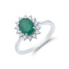 18ct White Gold Oval Cut Emerald and Brilliant Cut Diamond 1.65ct Cluster Ring