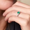 9ct White Gold 0.10ct Diamond and 0.75ct Emerald Ring