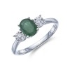 9ct White Gold 0.10ct Diamond and 0.75ct Emerald Ring