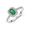 18ct White Gold 0.52ct Emerald & Diamond Halo Ring