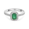18ct White Gold 0.52ct Emerald & Diamond Halo Ring