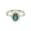 18ct Yellow Gold Round Brilliant Cut 0.22ct Diamond and 0.68ct Emerald Ring
