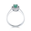 9ct White Gold 0.50ct Oval Emerald and 0.55ct Diamond Cluster Ring