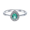 9ct White Gold 0.40ct Pear Emerald and 0.38ct Diamond Cluster