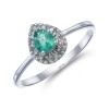 9ct White Gold 0.40ct Pear Emerald and 0.38ct Diamond Cluster