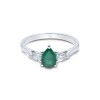 18ct White Gold Pear Cut Emerald and Diamond 0.87ct Three Stone Ring