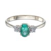 9ct Yellow Gold 0.50ct Oval Cut Emerald and 0.55ct Diamond Three Stone Ring