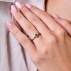 9ct Yellow Gold Diamond and 0.04ct Emerald Bezel Set Ring