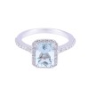18ct White Gold Octagonal Cut Aquamarine 1.90ct Diamond Halo Ring