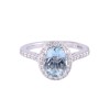 18ct White Gold Oval Aquamarine 1.90ct & Diamond 0.40ct Halo Cluster Ring With Diamond Set Shoulders