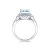 18ct White Gold Brilliant Cut Diamond And Baguette Cut Aquamarine 0.34ct And 2.50ct Cluster Ring