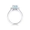 9ct White Gold Brilliant Cut Diamond and Baguette Cut Aquamarine 0.18ct And 2.50ct Three Stone Ring