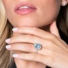 18ct White Gold Cushion Cut 4.23ct Aquamarine and 1.14ct Diamond Halo Ring